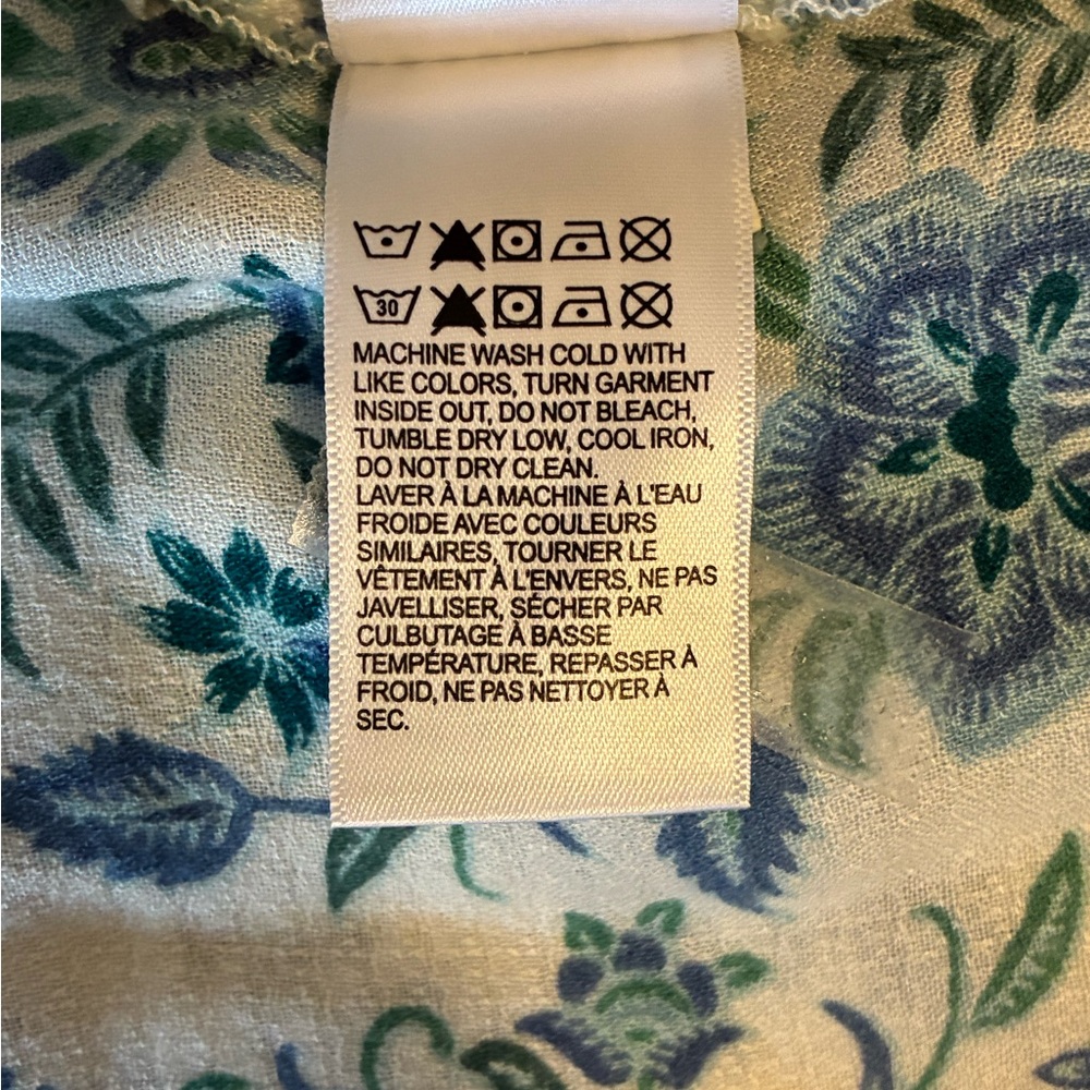 Lucky Brand NWT Green and White Floral Blouse - Picture 5 of 6